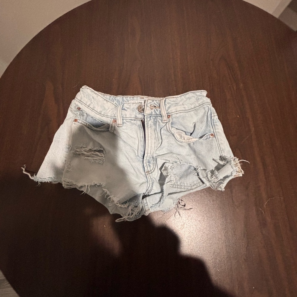 Garage Light Blue Distressed Denim Shorts